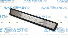 Decorație prag spate dreapta, exterior Acura MDX 07-13 negru, cu ornamente cromate, coroziune