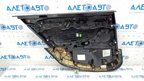 Placa de ornamente usi spate dreapta BMW 5 G30 17-23 piele albastru inchis, insert lemn inchis, lucios, denivelari