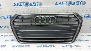 Ansamblu grila radiator Audi A4 B9 17-19 cu emblema, pentru senzori parcare, nisip, crom deschis