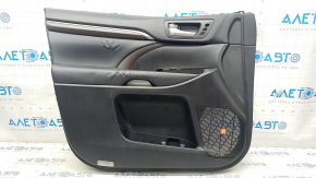 Garnitură portiere față stânga Toyota Highlander 14-16 sub JBL, piele, negru, inserție de lemn, piele presată