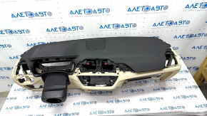 Planșa de bord față cu AIRBAG BMW X3 G01 18-21 negru-bej, fără proiecție, pentru curățare, crăpătură în ornament