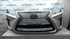 Ansamblu bara fata Lexus RX350 RX450h 16-19 pentru senzori de parcare, fara spalatoare faruri, alb, zgarieturi, nisip, crepon crapat