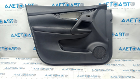 Garnitura portiera fata stanga Nissan Rogue 17-20 neagra cu insertie neagra din plastic, piele cotiera, memorie, zgarieturi, rupturi