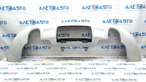 Губа заднего бампера под 2 трубы Audi Q5 8R 13-17 под парктроники, под фаркоп, без заглушки, белая, трещина, царапины