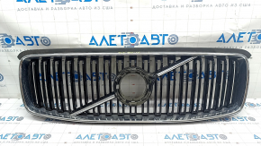 Решетка радиатора grill без значка Volvo XC90 16-19 черная, обрамление хром, песок, царапины на хроме