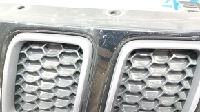 Решетка радиатора grill Jeep Compass 17-21 в сборе 3 части Trailhawk, черный глянец, серые вставки, песок