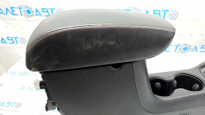 Консоль центральная подлокотник и подстаканники Jeep Compass 17-21 кожа черная с красной строчкой, Trailhawk, царапины, под чистку