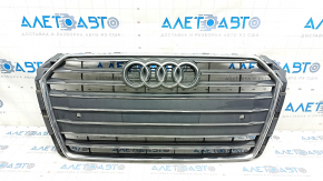 Ansamblu grila radiator Audi A4 B9 17-19 cu emblema, pentru senzori parcare, crom deschis