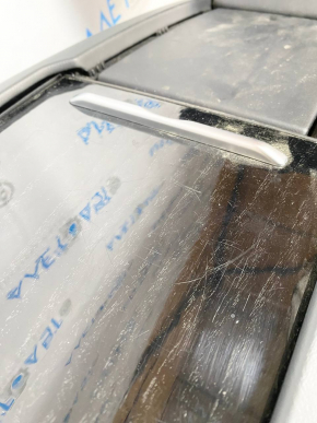 Консоль центральная подлокотник и подстаканники Tesla Model X 16-21 кожа черная, черный подлокотник, под дерево, царапины, задиры