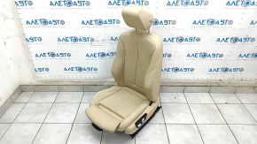 Водительское сидение BMW 3 F30 12-18 с airbag, электро с памятью, кожа бежевая, трещины, царапины, под химчистку