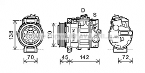 Компрессор кондиционера Mercedes W164 ML X164 GL W251 R M272 M273 новый неоригинал AVA