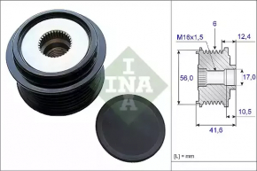 Шкив генератора VW Passat b8 16-19 USA 1.8T, 2.0T новый неоригинал INA