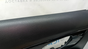 Cartelă de ornamente uși spate stânga Nissan Rogue 14-20 negru, inserție din plastic grafit, cotieră piele, zgârieturi