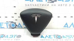 Подушка безопасности airbag в руль водительская Tesla Model S 12-20 кожа тип 1, черная Б/У оригинал