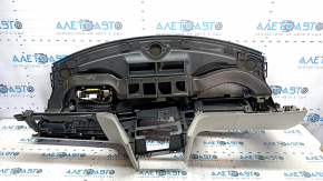 Торпедо передняя панель с AIRBAG Tesla Model S 12-20 кожа черная+замш, с серыми накладками, треснут хром молдинг