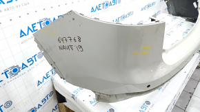 Бампер задний голый Lincoln Nautilus 19-23 под парктроники, бежевый, надорван, трещины, отсутствует фрагмент, надломаны крепления, царапины