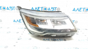 Фара передняя правая в сборе Ford Explorer 16-19 рест, галоген + LED, светлая, паутина