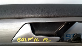 Carton pentru uși față stânga VW Golf 15 - negru cu ornamente din piele neagră, cotieră din piele, ornamente gri lucioase, zgârieturi, zgârieturi, zgârieturi, urme de curățat
