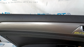 Carton pentru uși față stânga VW Golf 15 - negru cu ornamente din piele neagră, cotieră din piele, ornamente gri lucioase, zgârieturi, zgârieturi, zgârieturi, urme de curățat