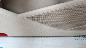 Garnitură portiere față stânga VW Passat b7 12-15 bej SUA cu inserție din piele bej, cotieră din piele, turnare gri lucioasă, rupturi, zgârieturi, lovituri, zgârieturi, crepon spart