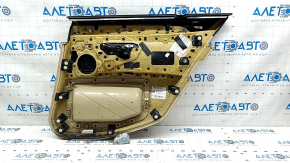 Обшивка двери карточка задняя левая BMW 5 F10 11-16 кожа Dakota бежевая без шторы, царапины, трещины, потерта ручка