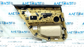 Обшивка двери карточка задняя правая BMW 5 F10 11-16 кожа Dakota бежевая без шторы, царапины, трещины, потерта ручка, тычка