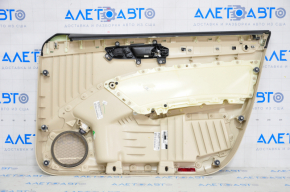 Garnitură portiere față stânga VW Passat b7 12-15 bej SUA cu inserție din piele bej, cotieră din piele, turnare gri lucioasă, rupturi, zgârieturi, lovituri, zgârieturi, crepon spart