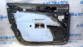 Garnitură portiere față dreapta Ford Fusion mk5 13-16 neagră cu pânză de inserție neagră, cotieră din piele, turnare gri lucioasă, cusături roșii, zgârieturi, zgârieturi, zgârieturi