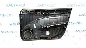 Обшивка двери карточка передняя левая VW Passat b8 16-19 USA черн с черн вставкой пластик, подлокотник кожа, молдинг серый глянец, надломаны крепления