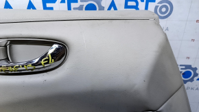 Обшивка двери карточка передняя левая Nissan Leaf 13-17 серая с серой вставкой кожа, подлокотник серый ткань, BOSE, царапины, потертости, побелел пластик, под химчистку, тычки