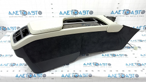 Cotiera consola centrala si suporturi pentru pahare Volvo XC90 16-22 piele gri cu negru, sub conducte de aer, rupturi, curatare chimica, zgarieturi