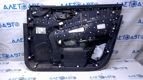 Garnitură portiere față stânga Chrysler 200 15-17 negru cu inserție din piele neagră, cotieră piele neagră, structură din lemn negru, zgârieturi, zgârieturi, abraziuni, zgârieturi