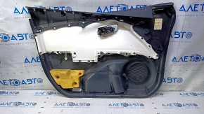Обшивка двери карточка передняя правая Toyota Prius 50 16-22 черн с белой вставкой пластик, подлокотник черн кожа, потертости