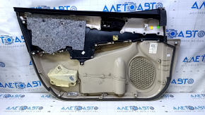 Обшивка двери карточка передняя правая Toyota Camry v50 12-14 usa беж с черн вставкой пластик, подлокотник беж кожа, вмятины, царапины, потертости