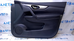 Cartela de ornamente usi fata dreapta Nissan Rogue Sport 17-19 negru, piele cotiera neagra, structura gri, maner negru mat, zgarieturi, lovituri