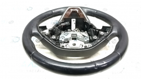 Руль голый Lincoln MKZ 13-20 кожа черн, с подогревом, с накладкой под дерево глянец, потертости, вмятины