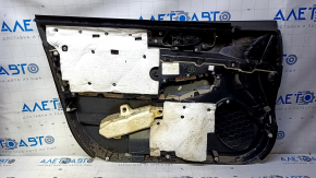 Обшивка двери карточка передняя правая Subaru Outback 15-16 черн с беж вставкой ткань, подлокотник беж кожа, серый молдинг структура, царапины, потертости, под химчистку