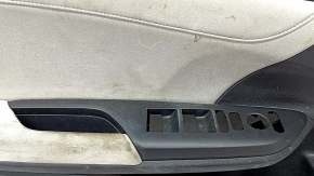 Обшивка двери карточка передняя левая Honda Insight 19-22 черная, серая вставка, подлокотник ткань, царапины, под чистку, примято крепление