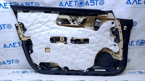 Обшивка двери карточка передняя правая Cadillac ATS 13- серая с черн вставкой кожа, подлокотник черн кожа, молдинг темное дерево глянец, BOSE, царапины, потертости, вмятина, тычка, сломано крепление