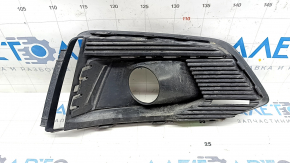 Решетка переднего бампера левая Audi A5 F5 18-19 под радар, черный глянец с хром молдингом, песок