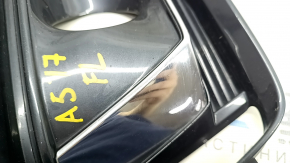 Решетка переднего бампера левая Audi A5 F5 18-19 под радар, черный глянец с хром молдингом, песок