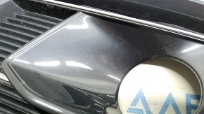 Решетка переднего бампера левая Audi A5 F5 18-19 под радар, черный глянец с хром молдингом, песок