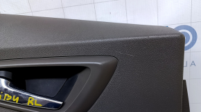 Обшивка двери карточка задняя левая Chevrolet Malibu 16-25 серая с серой вставкой ткань, подлокотник серый ткань, потертости, царапины