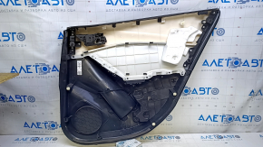 Обшивка двери карточка задняя левая Mazda 6 14-15 Touring черн с черн вставкой кожа, подлокотник черн кожа, молдинг серый глянец, царапины, потертости, вмятина