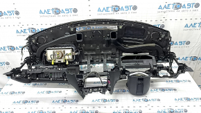 Торпедо передняя панель с AIRBAG Infiniti QX50 19-21 черная, серая строчка, под динамик, царапины