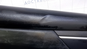 Cartelă de ornamente uși spate stânga Nissan Altima 13-18 negru cu inserție din piele neagră, cotieră din piele neagră, turnare mat neagră, zgârieturi, zgârieturi, abraziuni