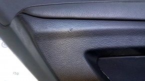 Cartelă de ornamente uși spate stânga BMW X5 E70 07-13 negru cu inserție din piele neagră, cotieră din piele neagră, cu perdea, inserție din lemn de lemn, ruptură, mânere din plastic decojite, denivel