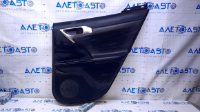 Cartelă de ornamente uși spate dreapta Lexus CT200h 11-17 negru cu inserție din piele neagră, cotieră din piele neagră, structură de turnare gri, zgârieturi, frecat, denivelări