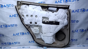 Cartelă de ornamente uși spate dreapta Nissan Pathfinder 13-20 bej cu inserție din piele bej, cotieră din piele bej, structură gri mulata mâner, curățabil uscat, zgârieturi, abraziuni, zgârieturi, zgâ