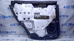 Cartelă de ornamente uși spate dreapta Nissan Pathfinder 13-20 negru cu inserție din piele neagră, cotieră piele neagră, mâner turnat structura gri, zgârieturi, abraziuni, zgârieturi